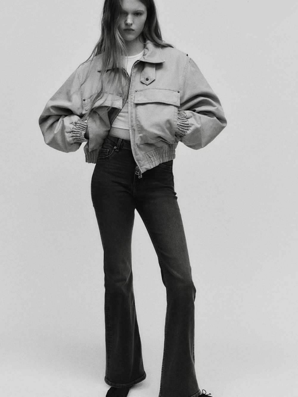 Zara Black Flare High-Rise Jeans